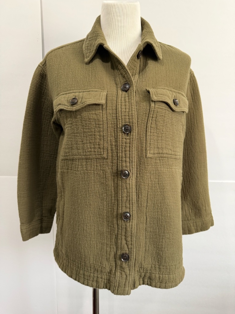 Madewell Branner Waffleback Olive Green Shacket Size Small